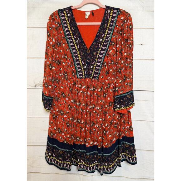 Anthropologie Dresses & Skirts - Akemi + Kin Sz SM Boho Red Printed Dress‎ Anthropologie